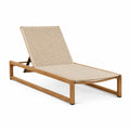 Leżanka ogrodowa teak i rattan