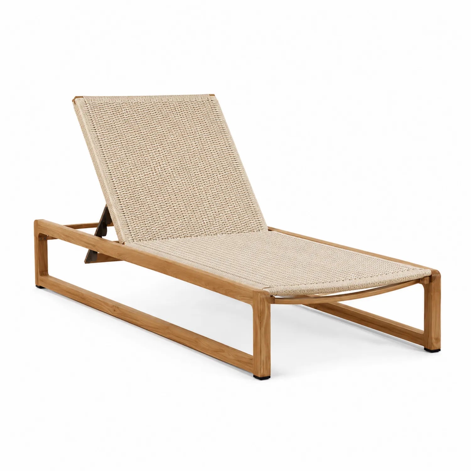 Leżanka ogrodowa teak i rattan