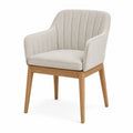 Krzesło jadalniane z tkaniny beżowe z dębowymi nogami