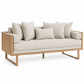 Sofa trzyosobowa z drewna dębowego beżowa 200x85x75 cm