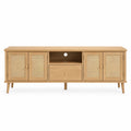 Szafka RTV drewniana z drzwiami rattanowymi 180x40x60 cm