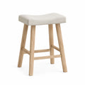Stołek tapicerowany drewno dąb beżowy 45 cm