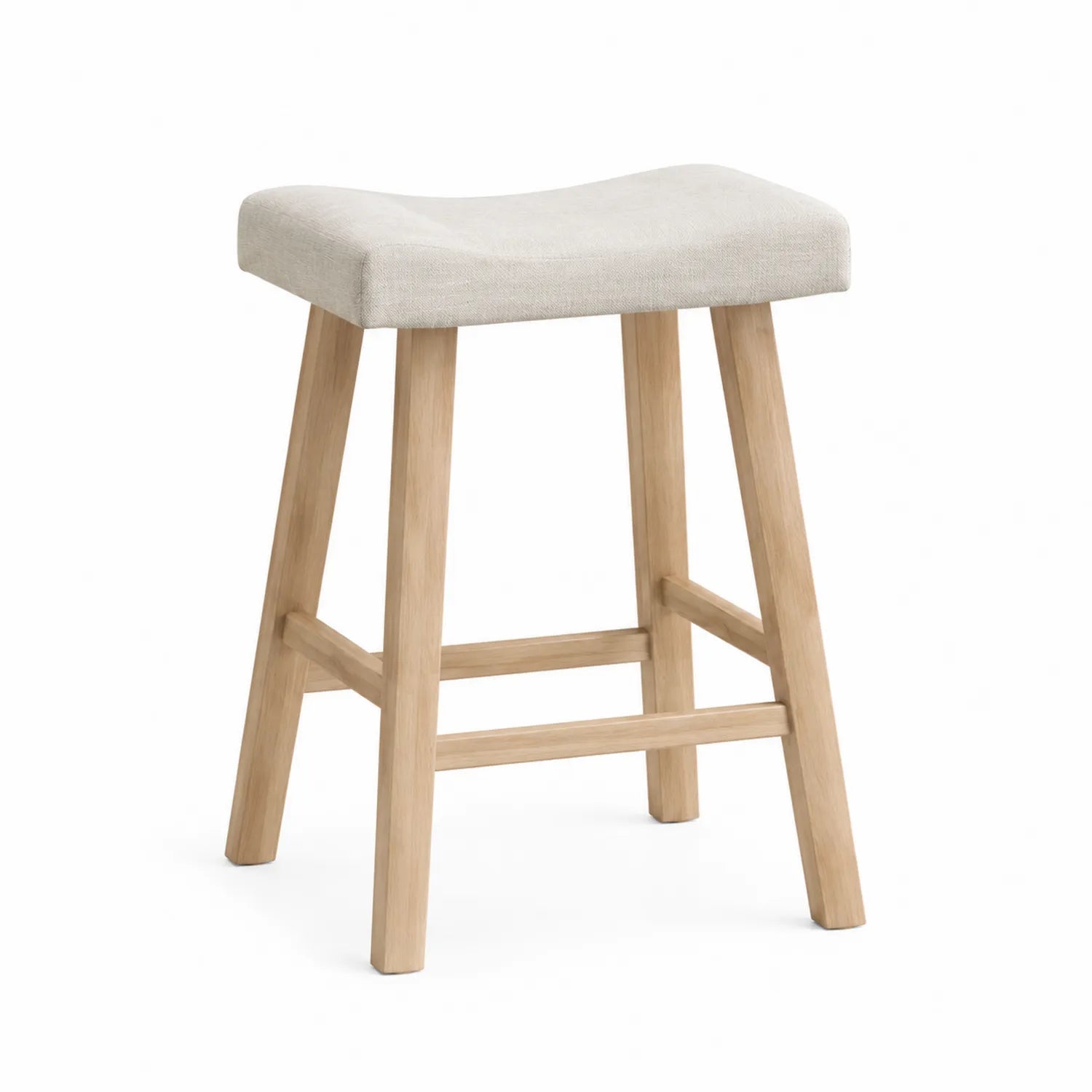 Stołek tapicerowany drewno dąb beżowy 45 cm