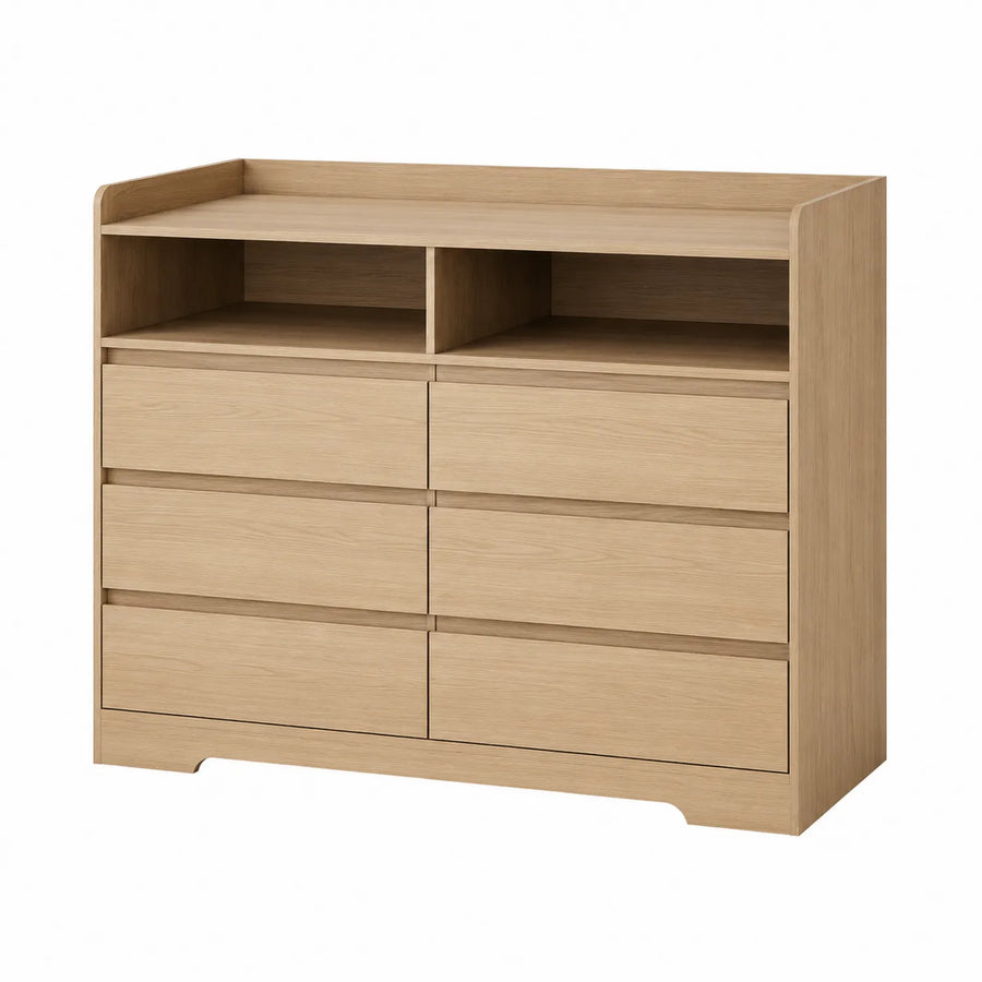 Komoda z szufladami z płyty MDF jasny dąb 120x80x40 cm