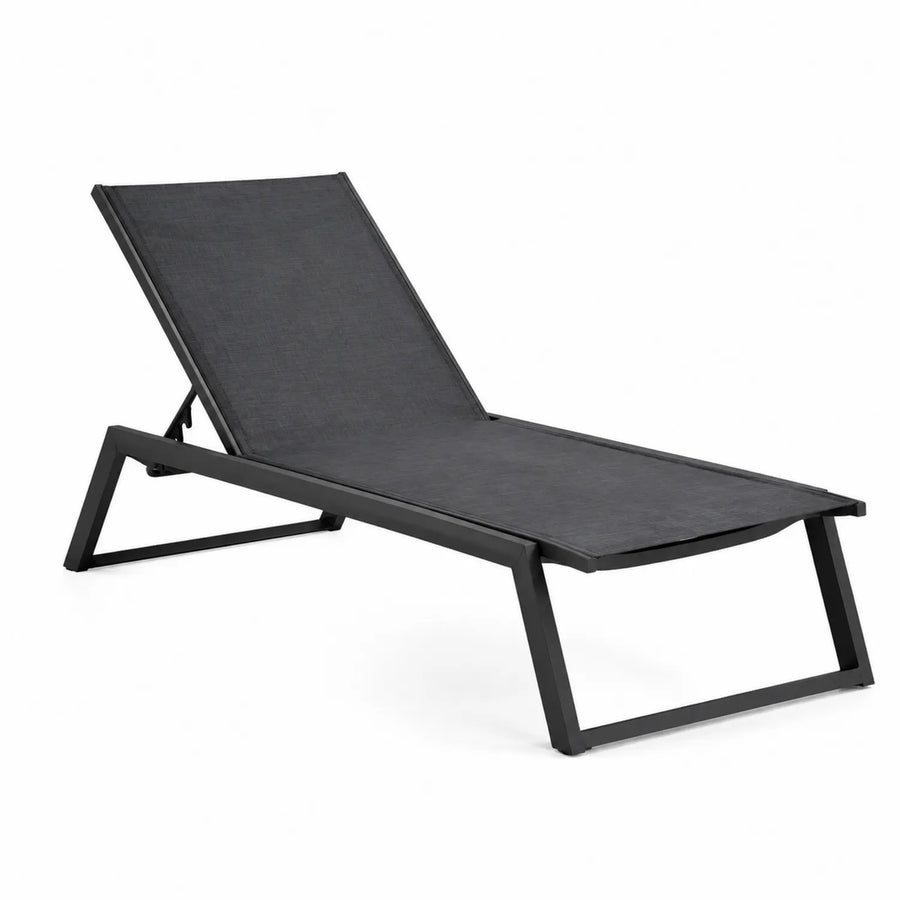 Leżak aluminiowy czarny tekstylenowy 200x65x35 cm
